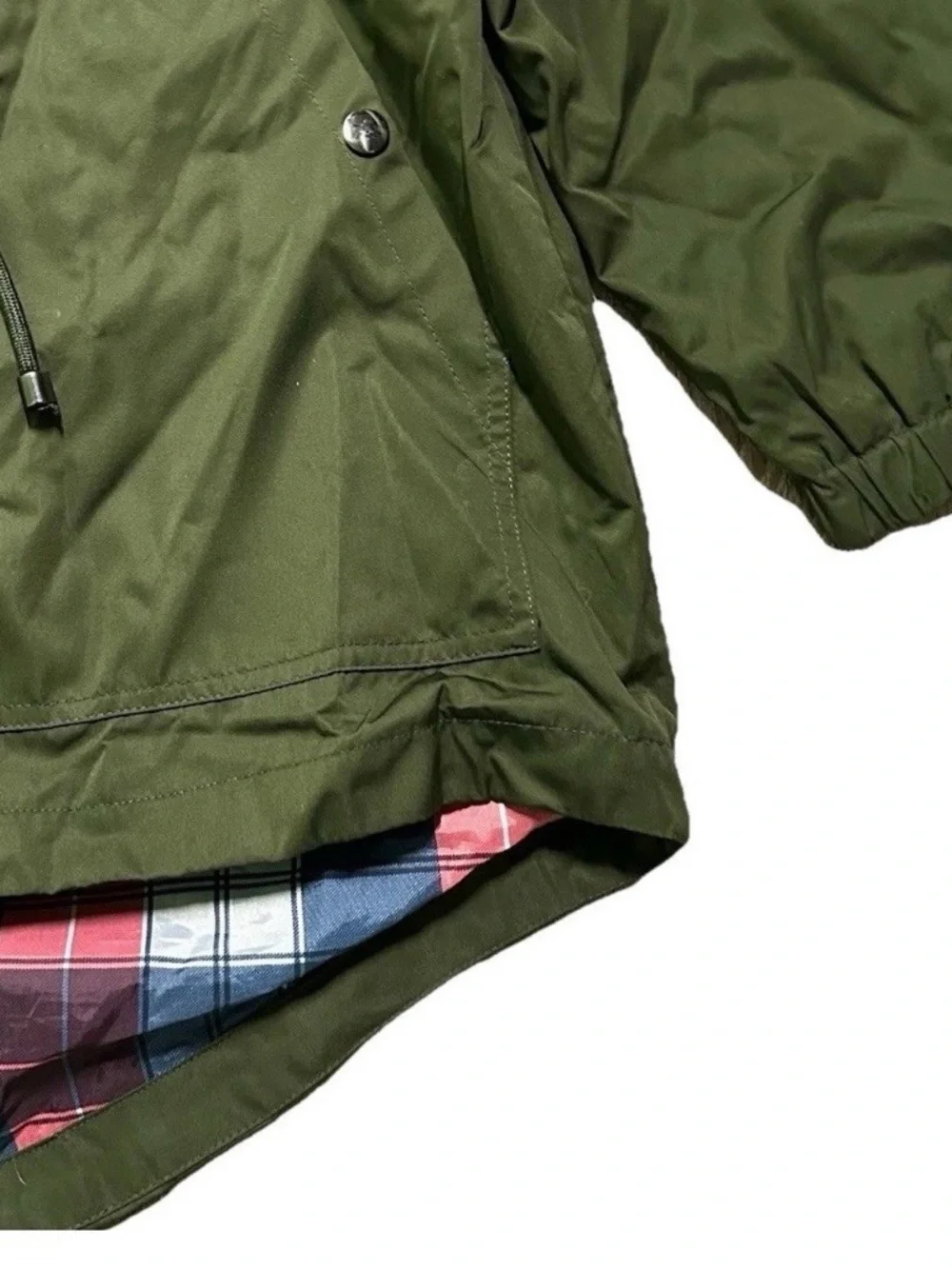 Women’s Time & Tru Green Jacket Plaid Inside Size XL (16/18) - Picture 2 of 3